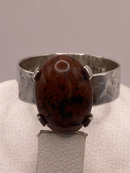 Anillo Artesanal de Plata Ley 925 Acabado Martillado, sello de autenticidad Plata Ley .925