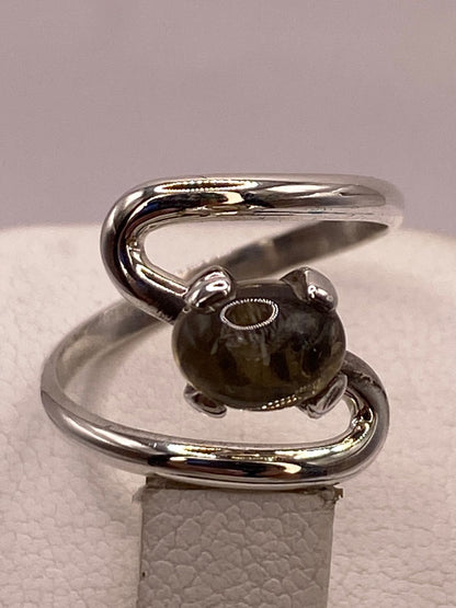 Anillo Artesanal de Plata Ley 925 con Ámbar Ahumado, vista superior