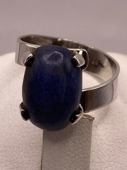 Anillo Artesanal de Plata Ley 925 con Lapislázuli Natural, sello de autenticidad Plata Ley .925