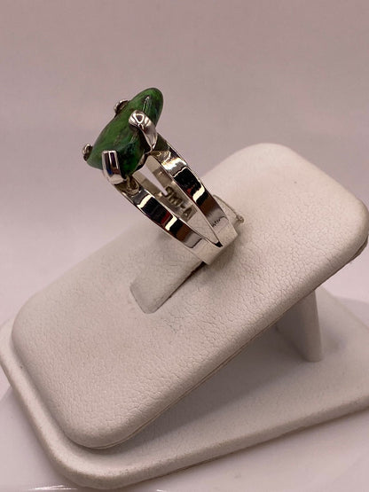 Anillo Artesanal de Plata Ley 925 con Crisocola Natural, vista frontal