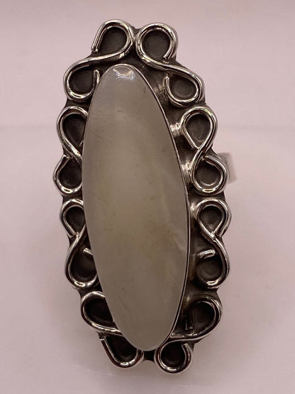Anillo Artesanal de Plata Ley 925 con Jade Blanca, sello de autenticidad Plata Ley .925