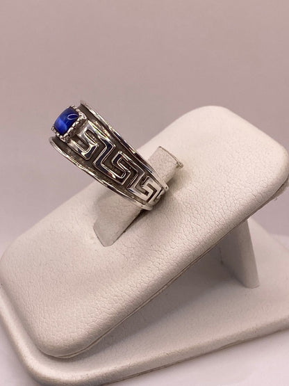 Anillo Artesanal de Plata Ley 925 con Lapislázuli Natural, vista lateral