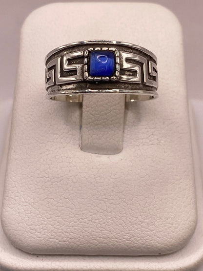 Anillo Artesanal de Plata Ley 925 con Lapislázuli Natural, vista frontal