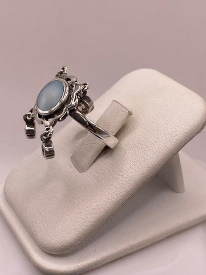 Anillo Artesanal de Plata Ley 925 con Nácar Natural, vista frontal
