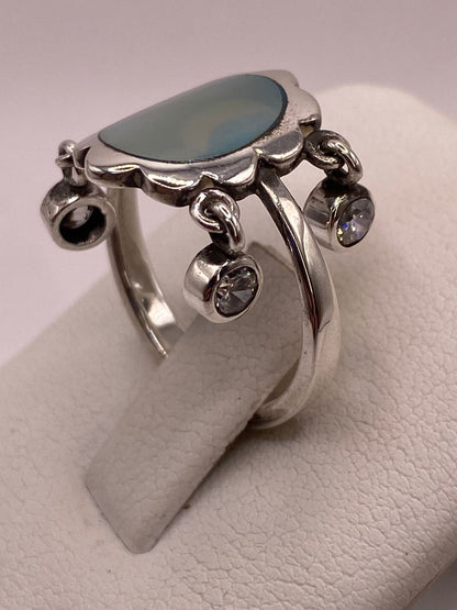 Anillo Artesanal de Plata Ley 925 con Nácar Natural, sello de autenticidad Plata Ley .925