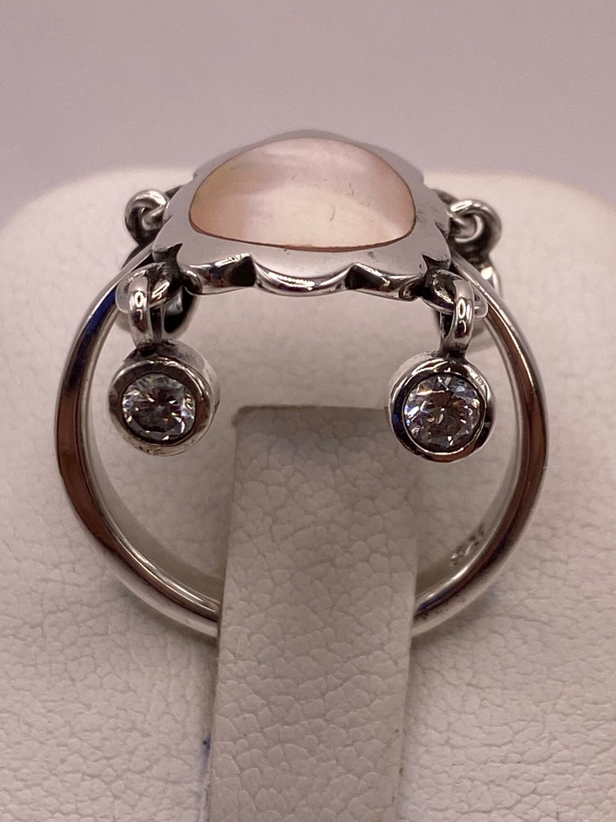 Anillo Artesanal de Plata Ley 925 con Nácar Natural, sello de autenticidad Plata Ley .925