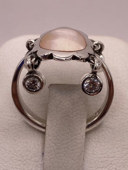 Anillo Artesanal de Plata Ley 925 con Nácar Natural, sello de autenticidad Plata Ley .925