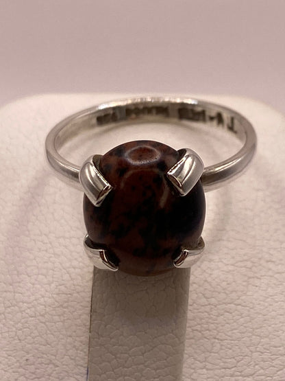 Anillo Artesanal de Plata Ley 925 con Ojo de Tigre Natural, sello de autenticidad Plata Ley .925