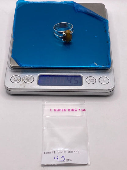 Anillo Artesanal de Plata Ley 925 con Ojo de Tigre Natural, peso en gramos (báscula)