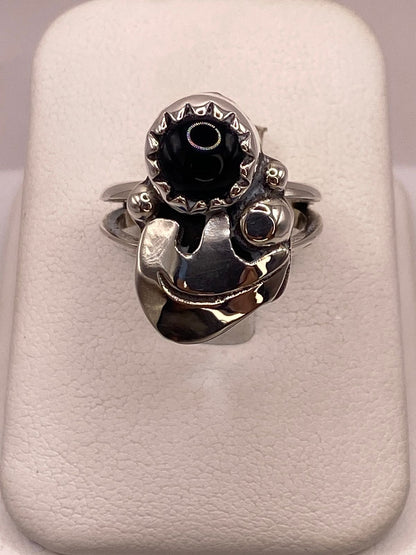 Anillo Artesanal de Plata Ley 925 con Ónix, vista superior