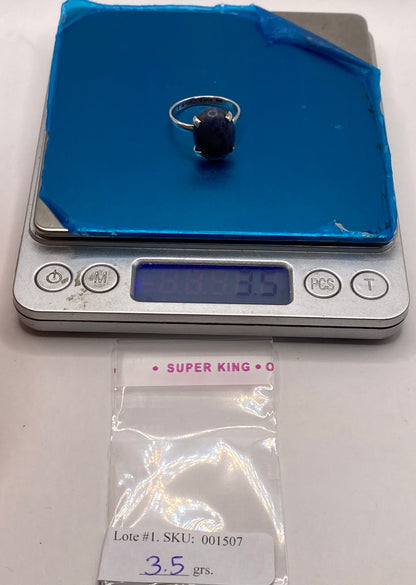 Anillo Artesanal de Plata Ley 925 con Sodalita Natural, peso en gramos (báscula)