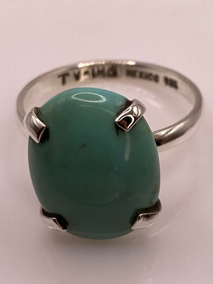 Anillo Artesanal de Plata Ley 925 con Turquesa Natural, sello de autenticidad Plata Ley .925