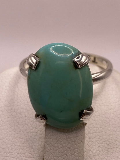 Anillo Artesanal de Plata Ley 925 con Turquesa Natural, vista de detalle
