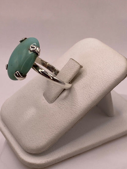 Anillo Artesanal de Plata Ley 925 con Turquesa Natural, vista frontal