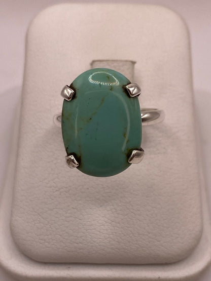Anillo Artesanal de Plata Ley 925 con Turquesa Natural, vista de detalle