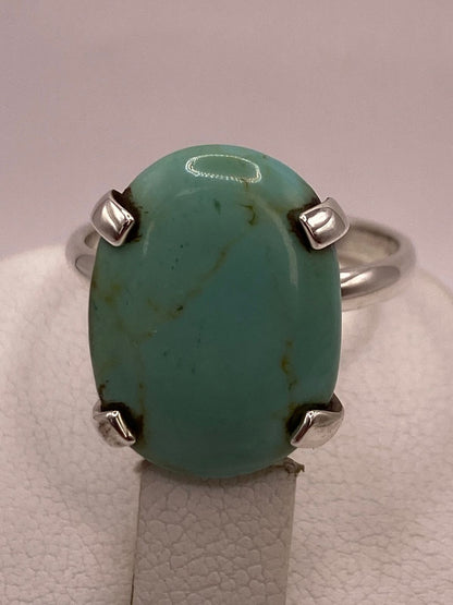 Anillo Artesanal de Plata Ley 925 con Turquesa Natural, sello de autenticidad Plata Ley .925