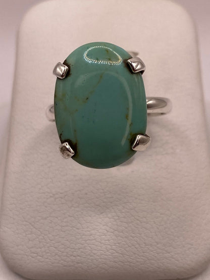Anillo Artesanal de Plata Ley 925 con Turquesa Natural, vista frontal