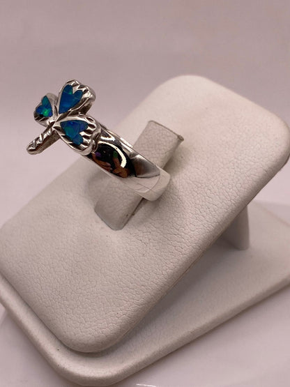 Anillo Artesanal de Plata Ley 950 con Ópalo de Fuego Verde y Azul, vista lateral
