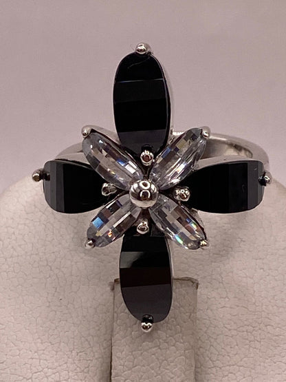 Vanillo Artesanal de Plata con Piedras Facetadas en Diseño Floral, sello de autenticidad Plata Ley .925