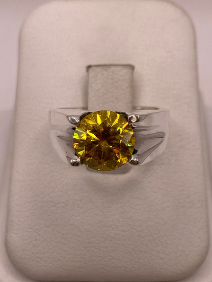 Anillo Artesanal con Zirconia Amarilla en Plata Ley .925, vista frontal