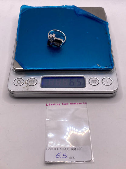 Anillo Artesanal con Zirconia Negra y Blanca en Plata Ley .925, peso en gramos (báscula)