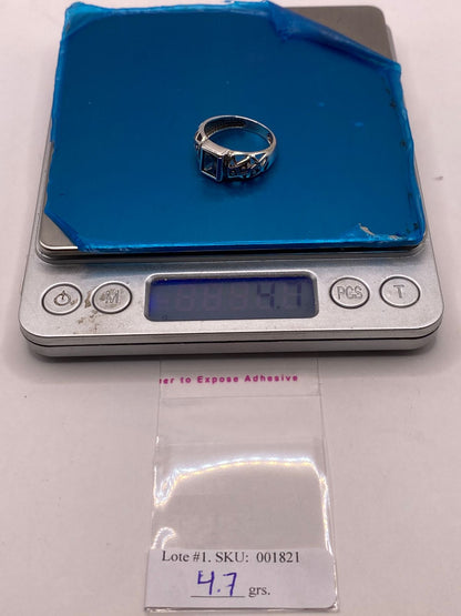 Anillo Artesanal con Zirconia Tornasol en Plata Ley .925, peso en gramos (báscula)