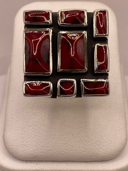 Anillo Artístico de Plata Ley 925 con Jaspe Rojo — vista lateral