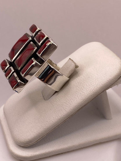Anillo Artístico de Plata Ley 925 con Jaspe Rojo, vista lateral