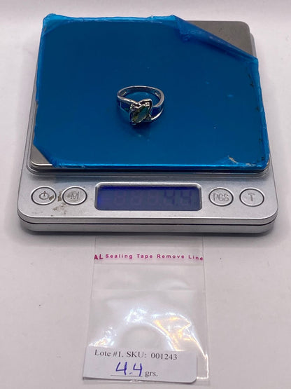 Anillo Bypass Ópalo Azul & Zirconia Peridoto Plata 925, peso en gramos (báscula)