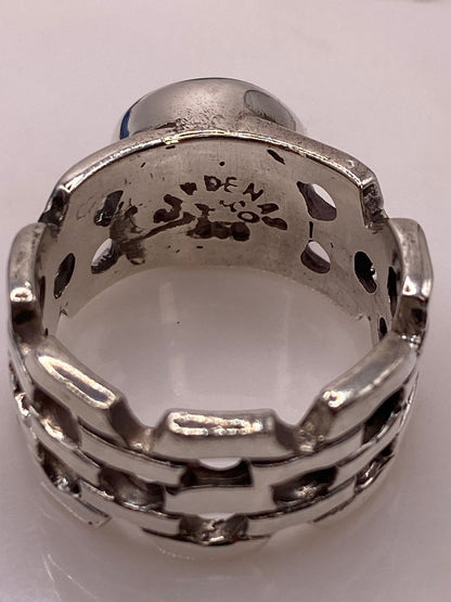 Anillo Calado con Ópalo Azul y Verde Ovalado en Plata Ley 950, sello de autenticidad Plata Ley .925