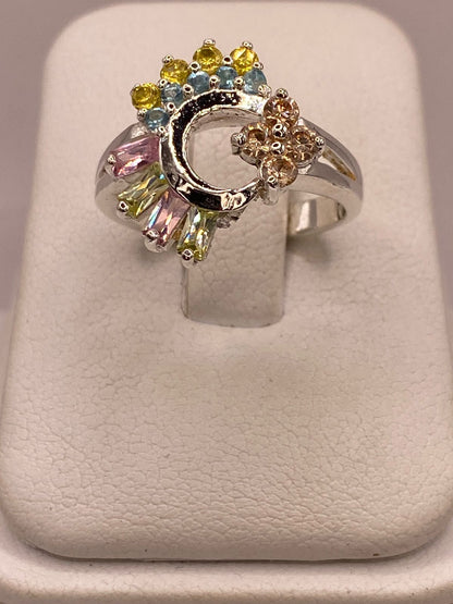Anillo Circular Multicolor de Plata 925 con Zirconias, vista de detalle