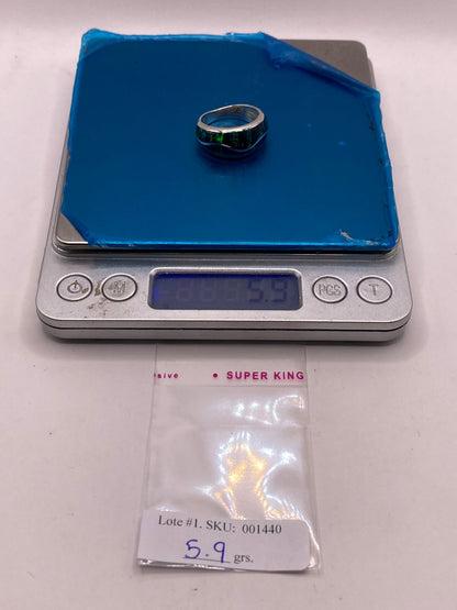 Anillo Contemporáneo de Plata Ley 925 con Ópalo de Fuego Azul Marino, peso en gramos (báscula)