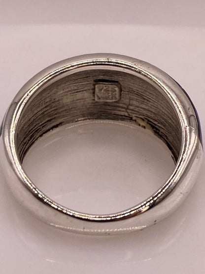 Anillo Contemporáneo de Plata Ley 925 con Ópalo de Fuego Azul Marino, sello de autenticidad Plata Ley .925
