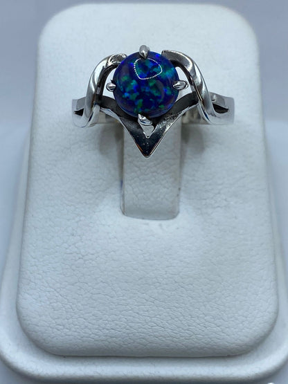 Anillo Contemporáneo de Plata .925 con Ópalo de Fuego — vista lateral