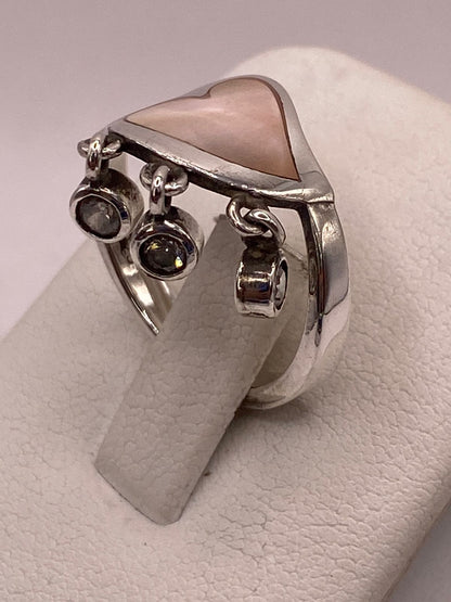Anillo Corazón Artesanal de Plata Ley 925 con Nácar Natural, sello de autenticidad Plata Ley .925