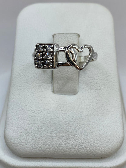 Anillo Corazón y Candado con Zirconia en Plata 925 — imagen 9