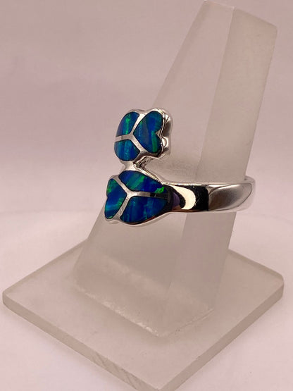 Anillo Corazón con Ópalo de Fuego en Plata Ley .950, vista frontal