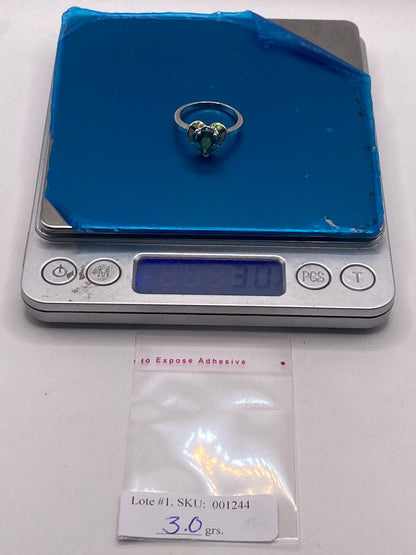 anillo Corazón Ópalo Verde & Zirconia Esmeralda Plata 925, peso en gramos (báscula)