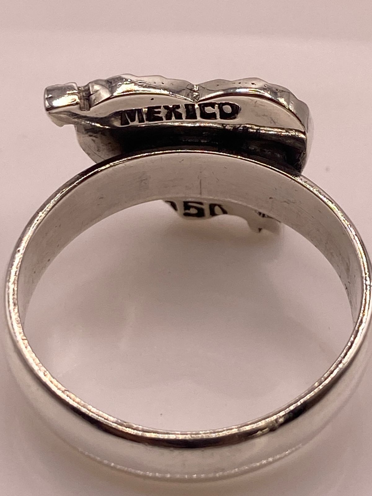 Anillo Corazón Partido de Plata Ley 950 con Ópalo de Fuego, vista superior
