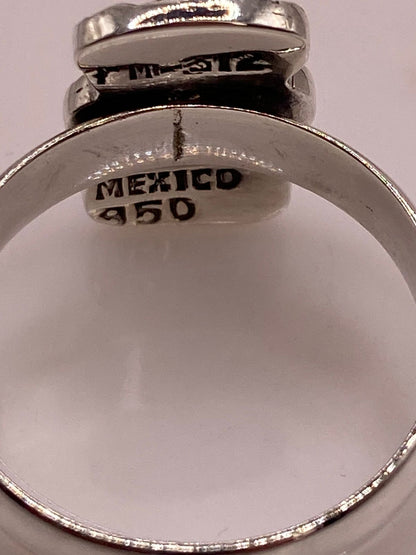 Anillo Cruz Moderna con Ópalo de Fuego Multicolor en Plata Ley .950, sello de autenticidad Plata Ley .925