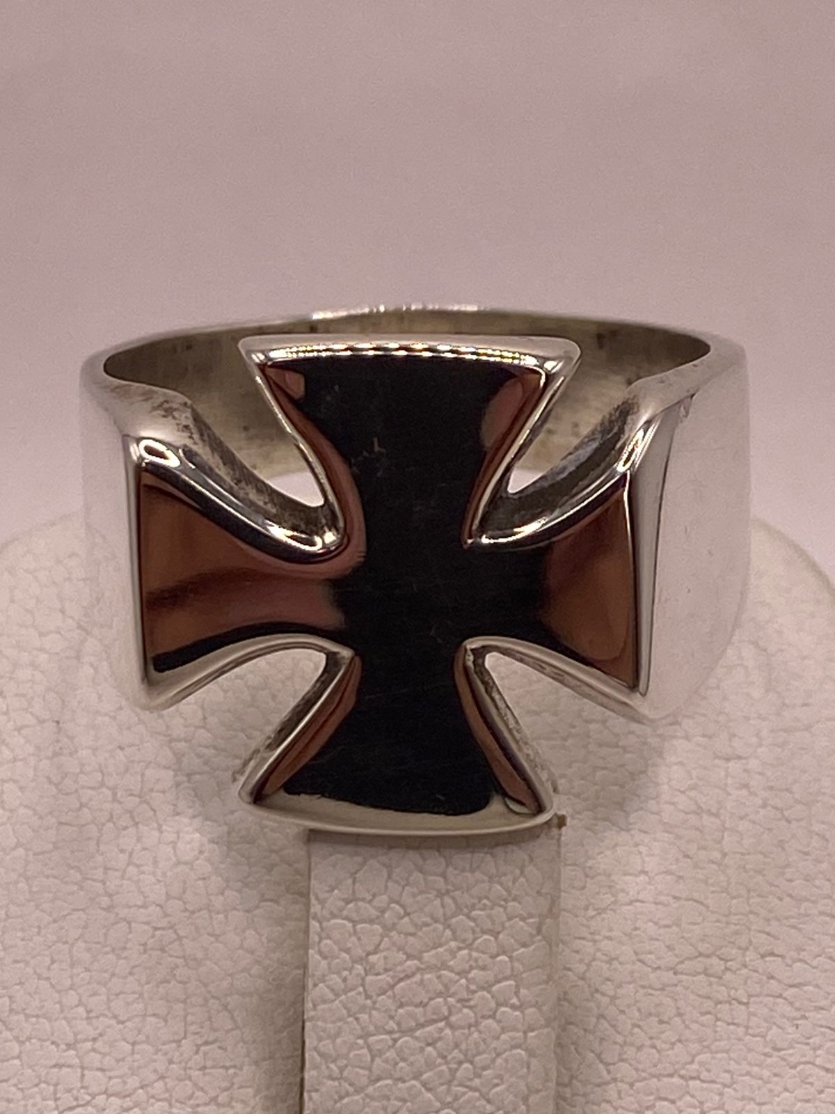 Anillo Cruz de Plata Ley 925 Diseño Biker Minimalista, sello de autenticidad Plata Ley .925