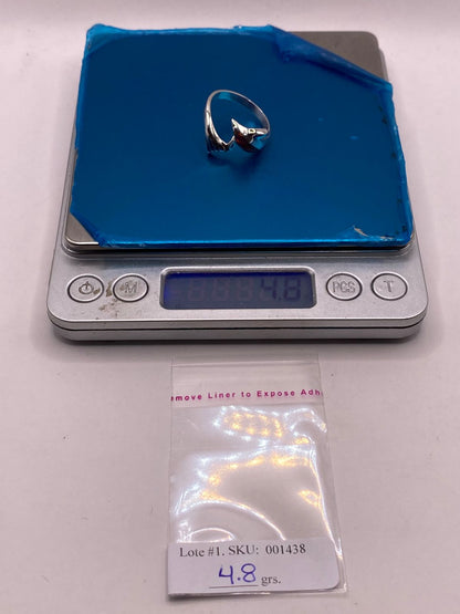 Anillo Delfín Marino de Plata Ley 950 con Ópalo de Fuego Multicolor, peso en gramos (báscula)
