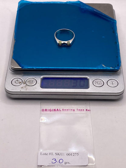 Anillo Delgado con Doble Incrustación de Ópalo de Fuego en Plata Ley 950, peso en gramos (báscula)