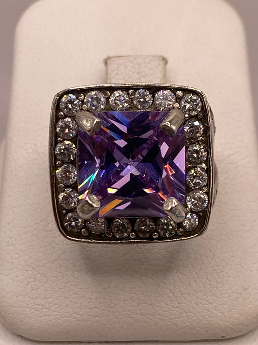Anillo de Plata 925 Zirconia Morada Halo — Solitario Artesanal Taxco — detalle de acabado
