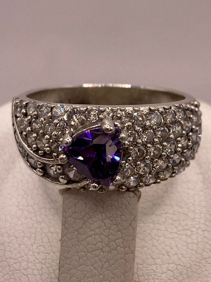Anillo Elegante con Zirconia Morada en Plata Ley 925, vista superior