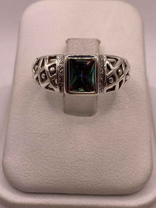 ANILLO ELEGANTE CON ZIRCONIA MULTICOLOR EN PLATA LEY 950