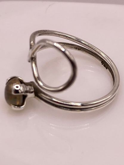 Anillo Envolvente Ajustable de Plata Ley 925 con Piedra Natural, sello de autenticidad Plata Ley .925