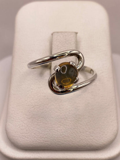 Anillo Envolvente de Plata Ley 925 con Ámbar Ahumado, vista superior