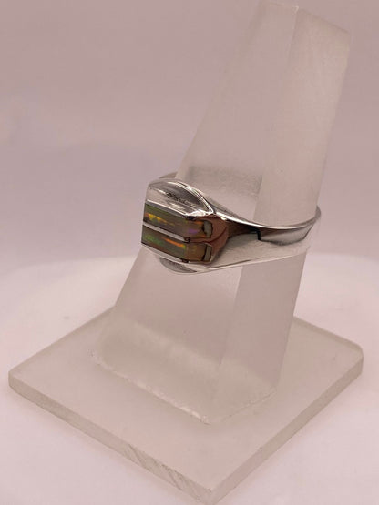 Anillo Envolvente de Plata Ley 925 con Ópalo de Fuego, vista frontal