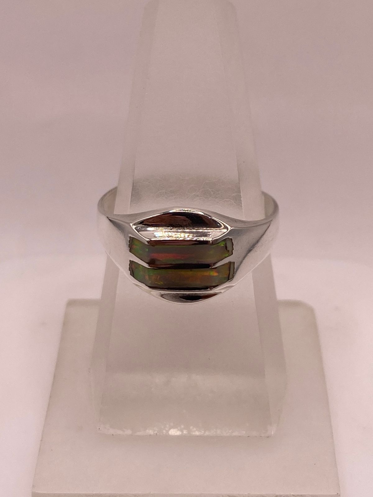 Anillo Envolvente de Plata Ley 925 con Ópalo de Fuego — vista lateral